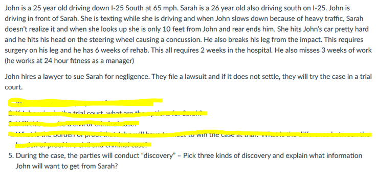 John Is A 25 Year Old Driving Down L 25 South At 65 Mph Sarah Is A 26 Year Old Also Driving South On 1 25 John Is Driv 1
