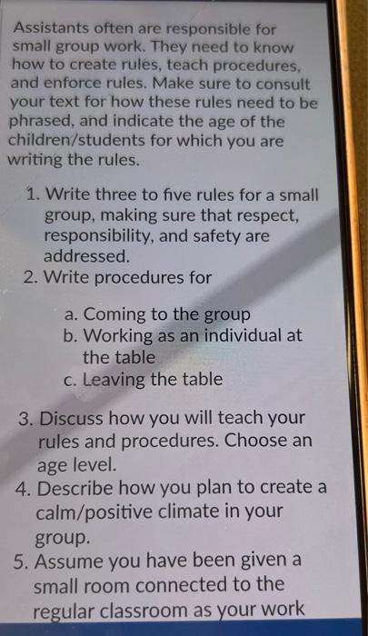 Assistants Often Are Responsible For Small Group Work They Need To Know How To Create Rules Teach Procedures And Enfo 1