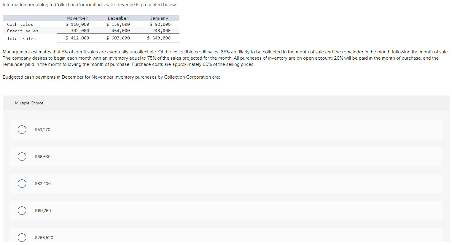 Information Pertaining To Collection Corporation S Sales Revenue Is Presented Below Cash Sales Credit Sales Total Sales 1