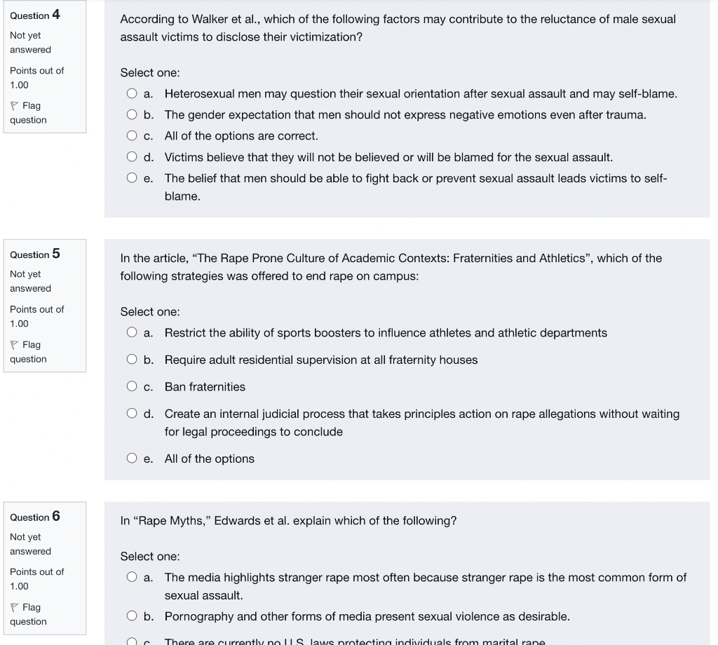 Question 4 Not Yet Answered Points Out Of 1 00 Flag Question Question 5 Not Yet Answered Points Out Of 1 00 Flag Questi 1