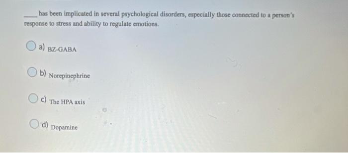 Has Been Implicated In Several Psychological Disorders Especially Those Connected To A Person S Response To Stress And 1