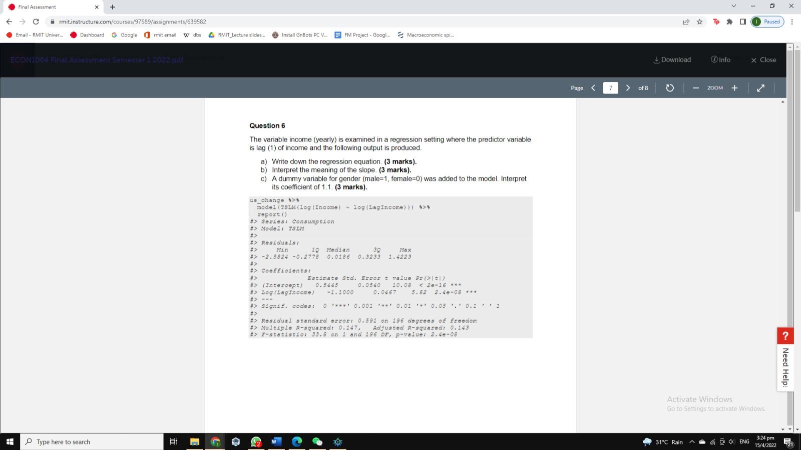 Final Assessment X Crmitinstructure Com Courses 97589 Assignments 639582 Email Rmit Universe Dashboard G Google 1