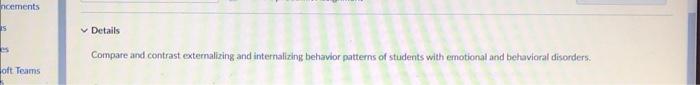 Details Next Up Submit Assignment Compare And Contrast Externalizing And Internalizing Behavior Patterns Of Students 2