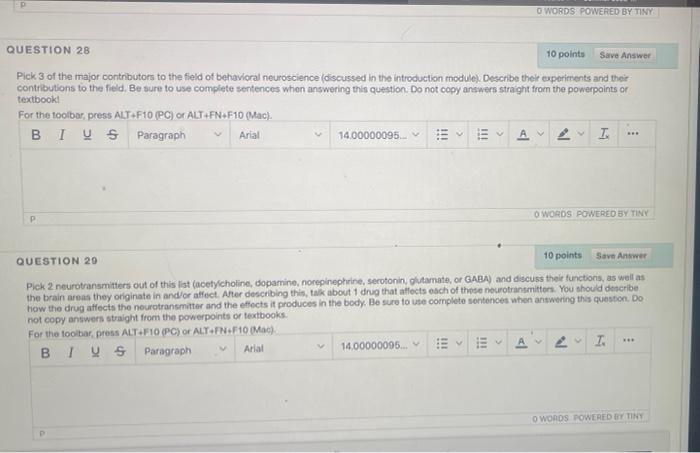 Question 28 10 Points Pick 3 Of The Major Contributors To The Field Of Behavioral Neuroscience Discussed In The Introdu 1