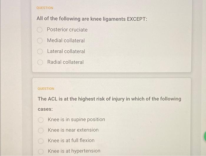 Question The Lachman Test Is Performed With The Knee Flexed To 90 Involves Pushing Posteriorly On The Proxim 3