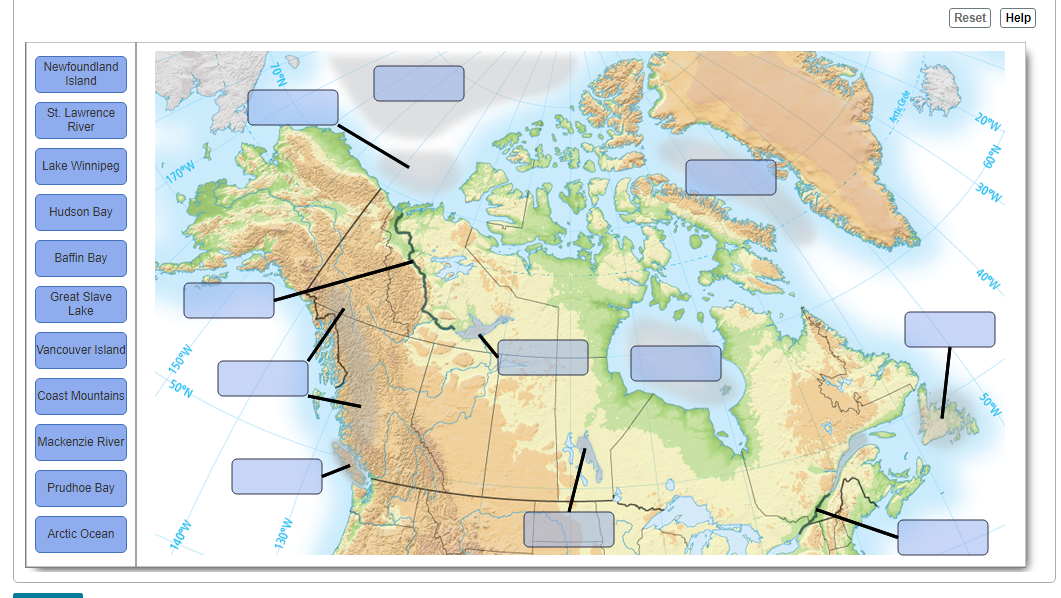 Newfoundland Island St Lawrence River Lake Winnipeg Hudson Bay Baffin Bay Great Slave Lake Vancouver Island Coast Mount 1