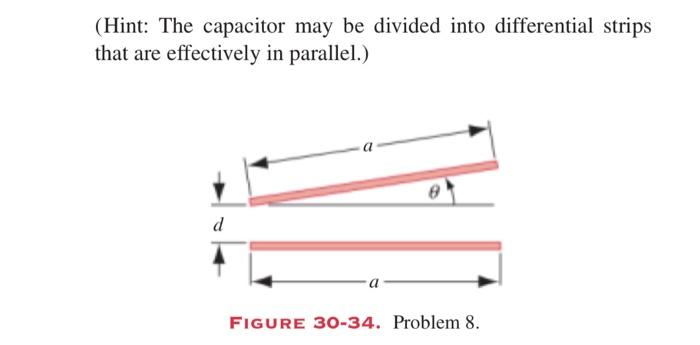 8 A Capacitor Has Square Plates Each Of Side A Making An Angle With Each Other As Shown In Fig 30 34 Show That For 2
