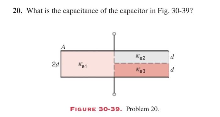 20 What Is The Capacitance Of The Capacitor In Fig 30 39 2d A Ke1 Ke2 E3 Figure 30 39 Problem 20 D D 1