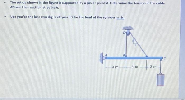 The Set Up Shown In The Figure Is Supported By A Pin At Point A Determine The Tension In The Cable Ab And The Reactio 1