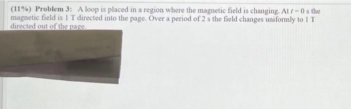 11 Problem 3 A Loop Is Placed In A Region Where The Magnetic Field Is Changing At 0s The Magnetic Field Is 1 T Dir 1