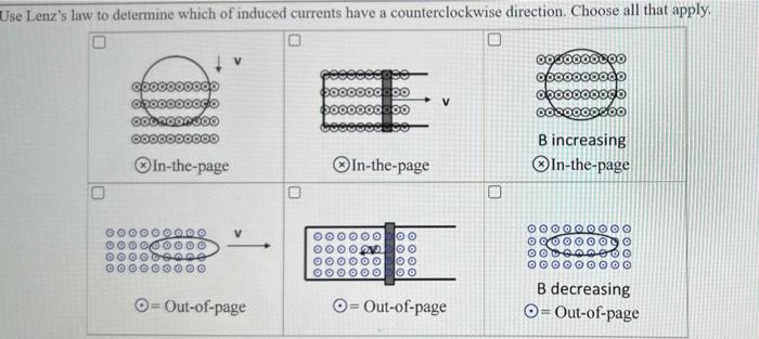 11 Problem 4 In The Questions Below There Are 6 Induction Processes The Circle With The Dot Denotes A Magnetic Fiel 3