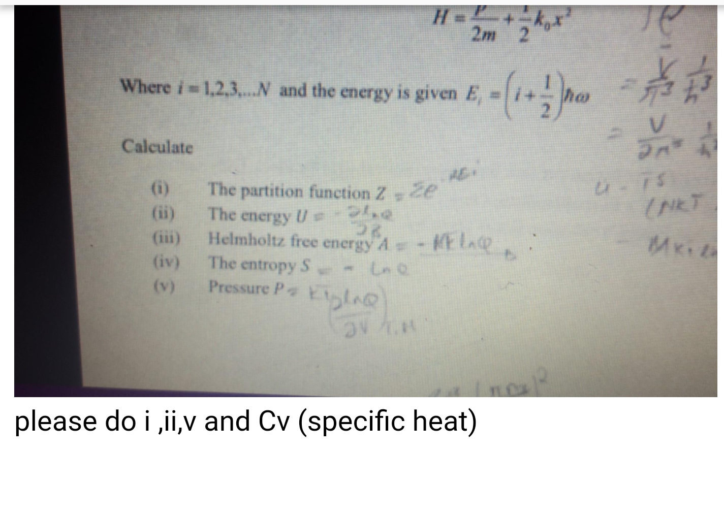 Where I 1 2 3 And The Energy Is Given E 1 1 Has Calculate I V H The Partition Function 2 The Energy U Hel 1