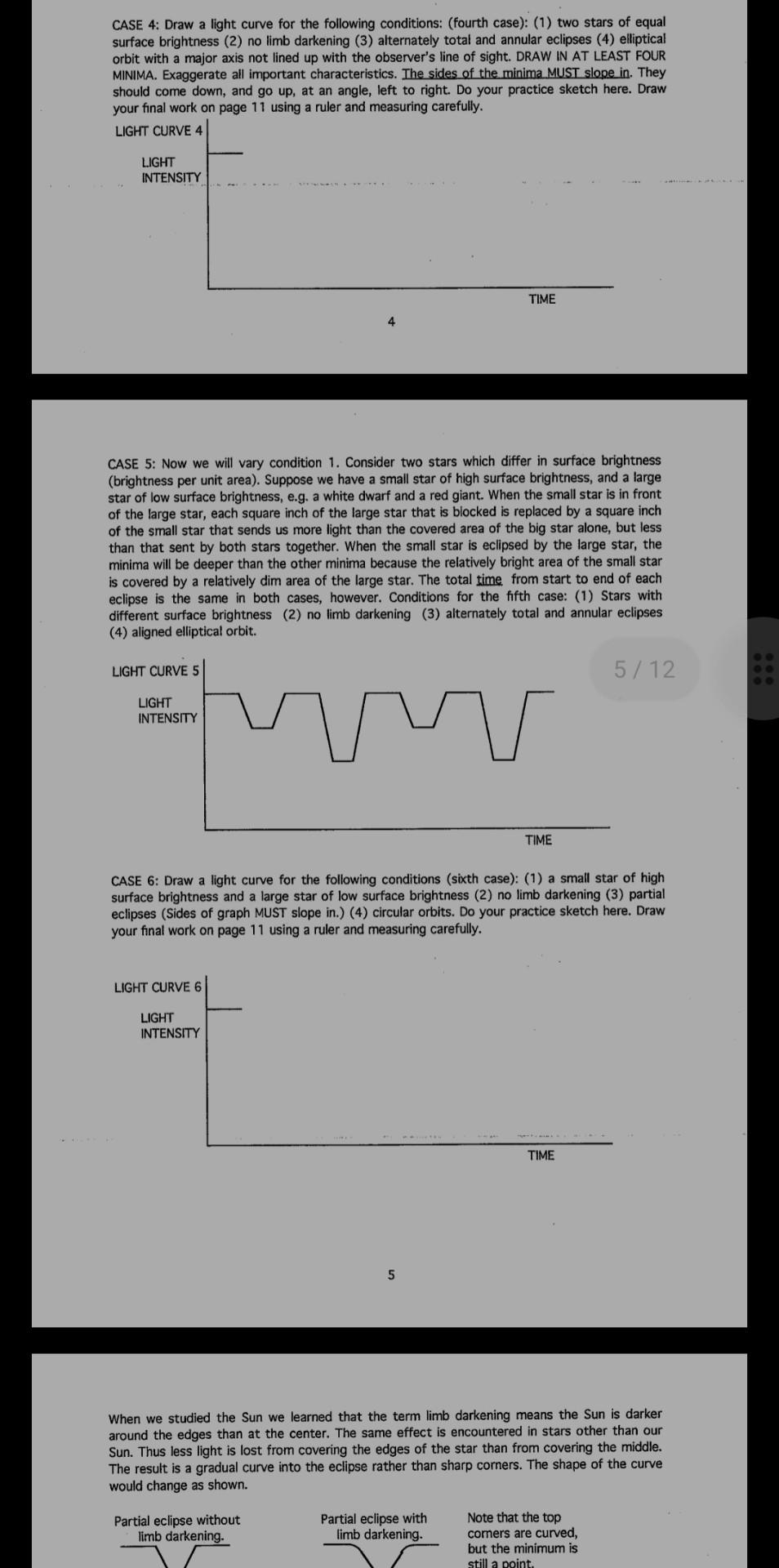 Case 4 Draw A Light Curve For The Following Conditions Fourth Case 1 Two Stars Of Equal Surface Brightness 2 No 1