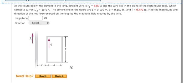 In The Figure Below The Current In The Long Straight Wire Is 1 8 80 A And The Wire Lies In The Plane Of The Rectang 1