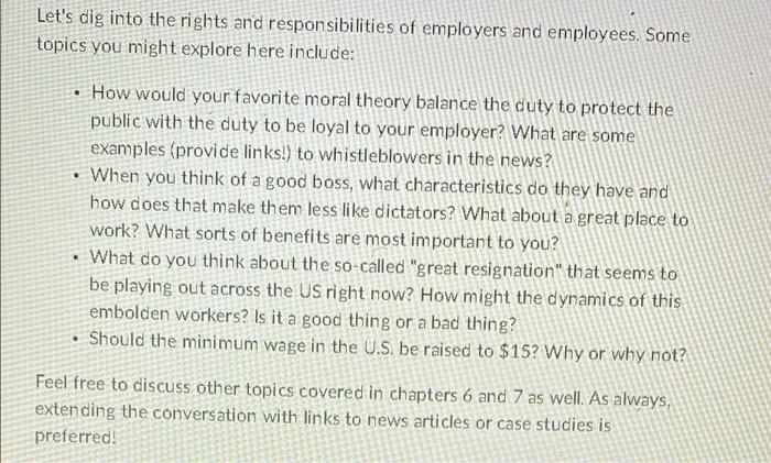 Let S Dig Into The Rights And Responsibilities Of Employers And Employees Some Topics You Might Explore Here Include 1