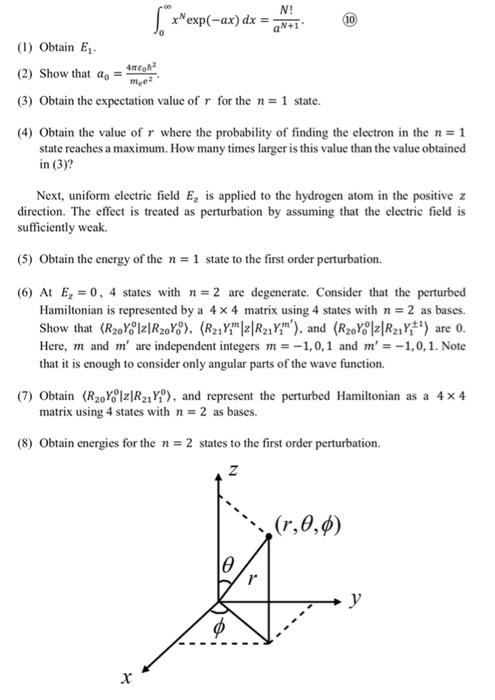 Consider The Hydrogen Atom When Spin Is Ignored The Schrodinger Equation Of The Electron With Mass Me And Charge E E 2