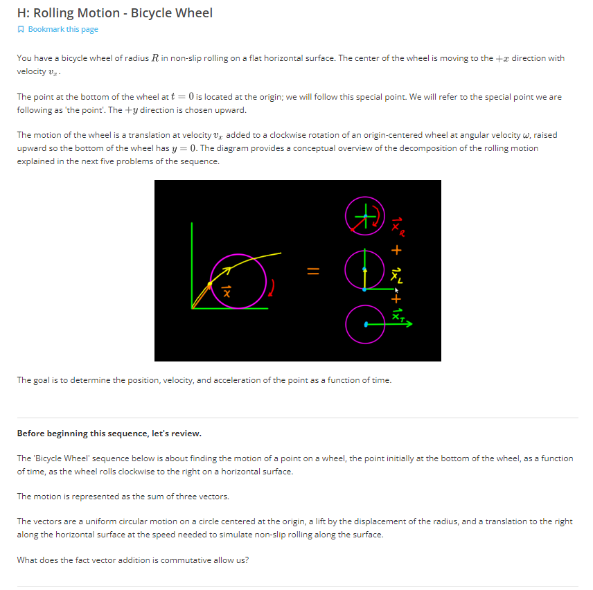 H Rolling Motion Bicycle Wheel Bookmark This Page You Have A Bicycle Wheel Of Radius R In Non Slip Rolling On A Flat 1