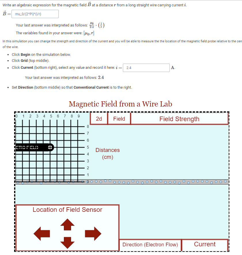 Write An Algebraic Expression For The Magnetic Field B At A Distance From A Long Straight Wire Carrying Current 2 B M 1