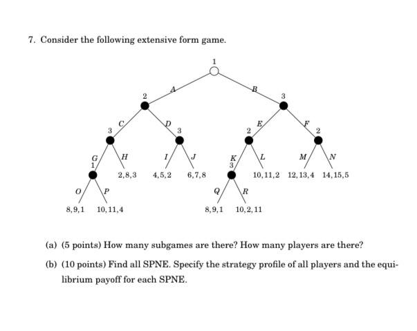 7 Consider The Following Extensive Form Game 3 E 3 2 2 G H 1 J K L M N 10 11 2 12 13 4 14 15 5 2 8 3 4 5 2 6 7 8 0 P 1