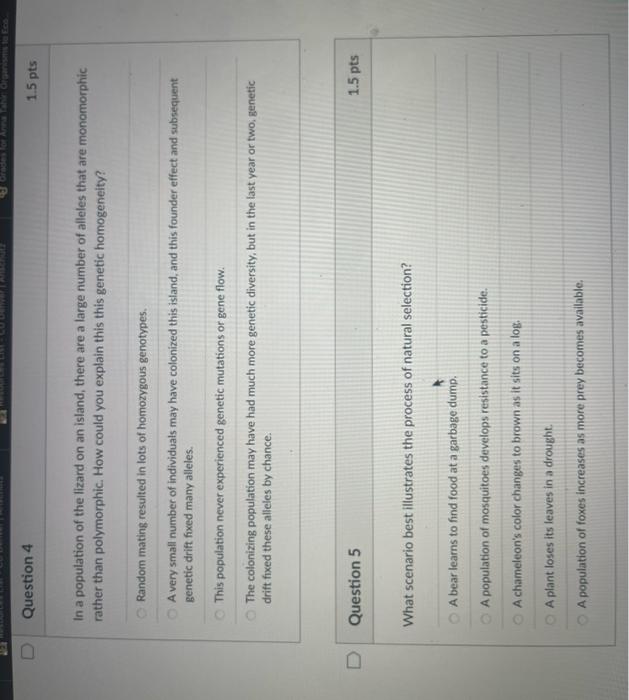 30 D Question 4 Des For Anna Tahir Organisms To Eco In A Population Of The Lizard On An Island There Are A Large Numbe 1