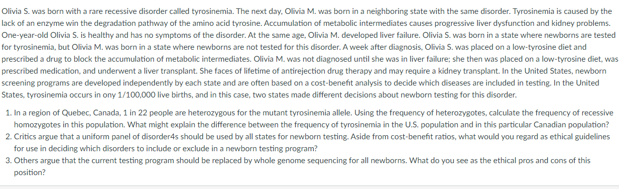Olivia S Was Born With A Rare Recessive Disorder Called Tyrosinemia The Next Day Olivia M Was Born In A Neighboring 1