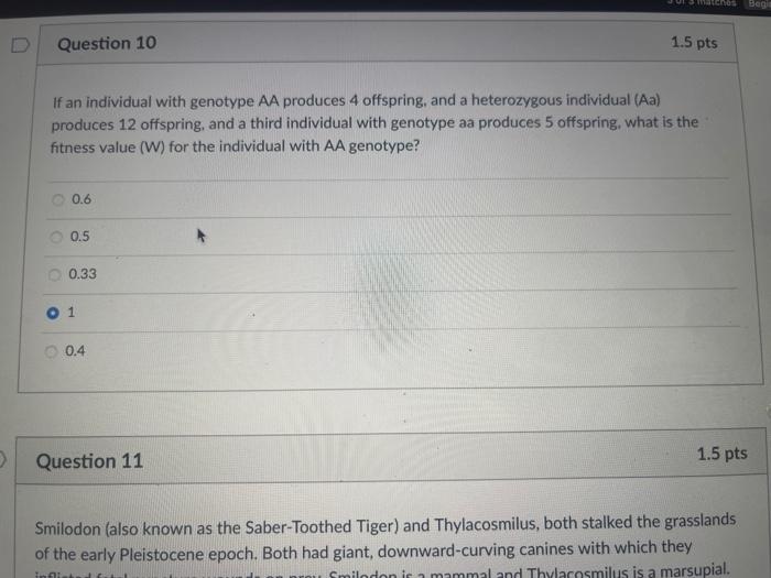 D Question 10 0 6 If An Individual With Genotype Aa Produces 4 Offspring And A Heterozygous Individual Aa Produces 12 1