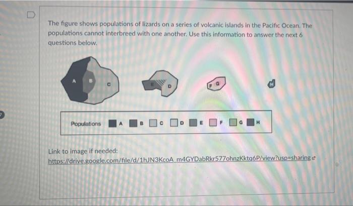 D The Figure Shows Populations Of Lizards On A Series Of Volcanic Islands In The Pacific Ocean The Populations Cannot I 1