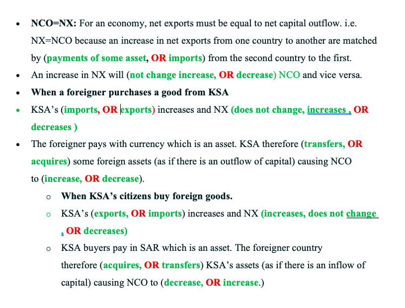 Nco Nx For An Economy Net Exports Must Be Equal To Net Capital Outflow I E Nx Nco Because An Increase In Net Expor 1