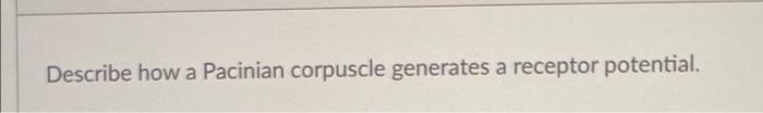 Describe How A Pacinian Corpuscle Generates A Receptor Potential 1