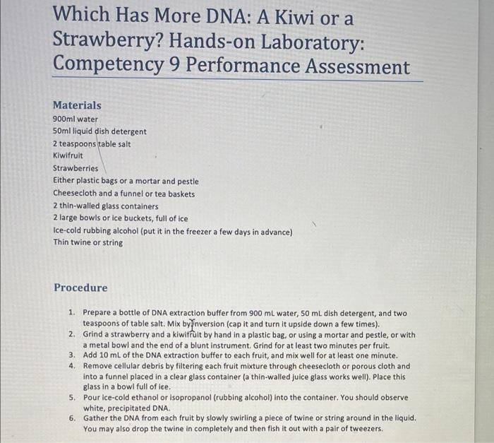 Instructions Question Would A Kiwifruit And Strawberry That Are Approximately The Same Size Also Have Approximately The 2
