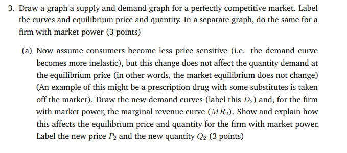3 Draw A Graph A Supply And Demand Graph For A Perfectly Competitive Market Label The Curves And Equilibrium Price And 1