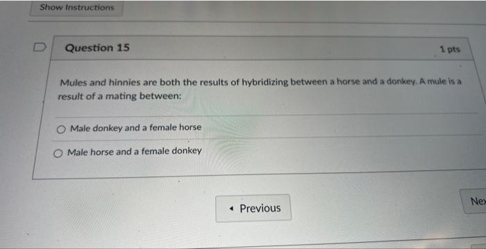 Show Instructions Question 11 Sexual Reproduction Can Speed The Spread Of Adaptations In A Population Because Males And 5