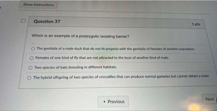 Ments Show Instructions D Question 36 Why Are Oceanic Islands Frequently Home To Species Found Nowhere Else O Island Ha 2