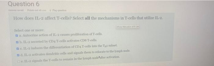 Question 9 Anwer Saved Points Out Of 100 T Cells Which Recognize Their Specific Antigen On An Apc Which Does Not Express 4