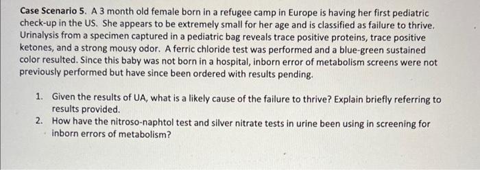 Case Scenario 5 A 3 Month Old Female Born In A Refugee Camp In Europe Is Having Her First Pediatric Check Up In The Us 1