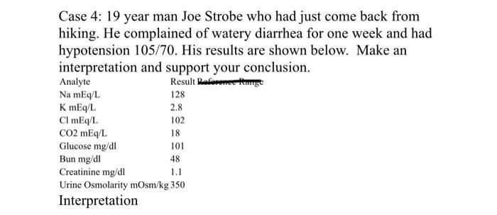 Case 4 19 Year Man Joe Strobe Who Had Just Come Back From Hiking He Complained Of Watery Diarrhea For One Week And Had 1