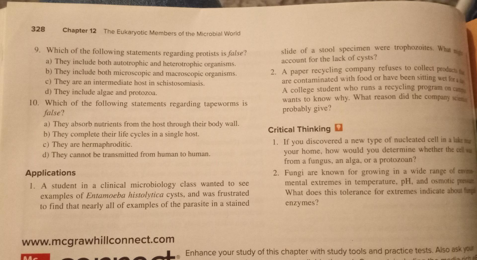 328 Chapter 12 The Eukaryotic Members Of The Microbial World 9 Which Of The Following Statements Regarding Protists Is 1