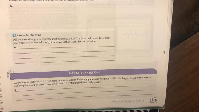 Following Outcomes 474 Your Actual Vital Capacity Make A Prediction By Placing A Check Mark After One Of The My Actu 2