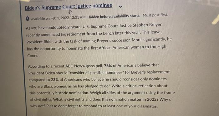 V Biden S Supreme Court Justice Nominee Available On Feb 1 2022 12 01 Am Hidden Before Availability Starts Must Post 1