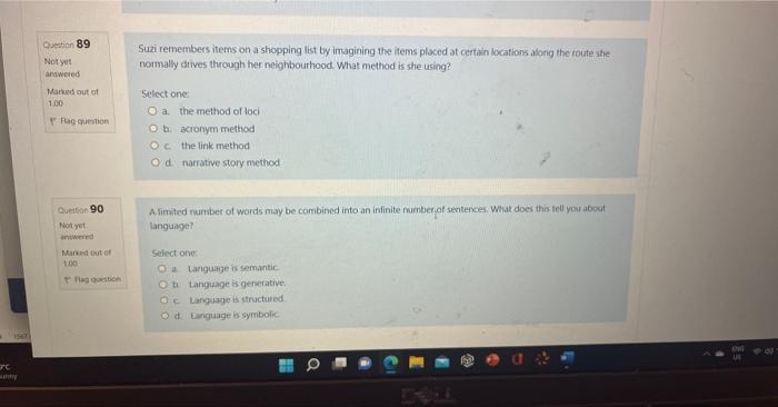 Page T 19 C Sunny Question 91 Not Yet Answered Marked Out Of 1 00 Flag Question Question 92 Not Yet Answered Marked Out 2