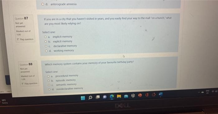 Page T 19 C Sunny Question 91 Not Yet Answered Marked Out Of 1 00 Flag Question Question 92 Not Yet Answered Marked Out 3