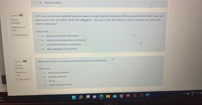 Page T 19 C Sunny Question 91 Not Yet Answered Marked Out Of 1 00 Flag Question Question 92 Not Yet Answered Marked Out 4