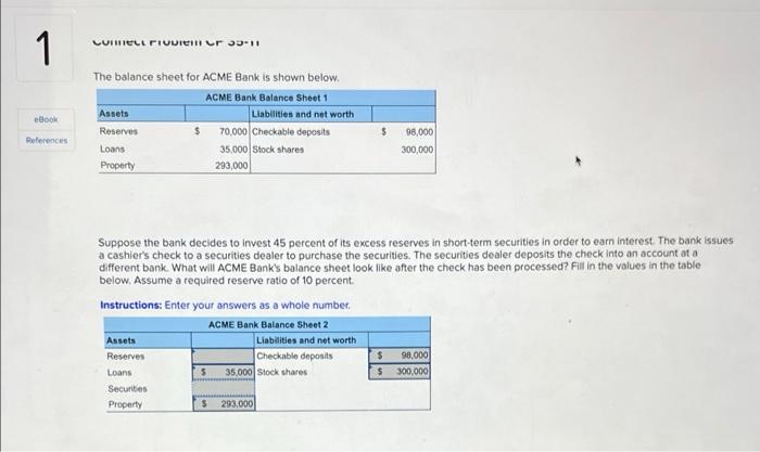 1 Luihil Piuuichi R J 11 Boom The Balance Sheet For Acme Bank Is Shown Below Acme Bank Balance Sheet1 Assets Liabilitie 1