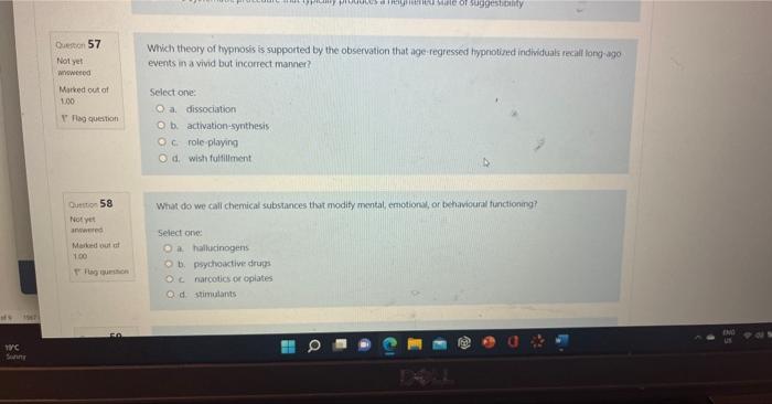 1 1567 9 C Sunny Question 59 Not Yet Answered Marked Out Of 1 00 Bag Question Question 60 Not Yet Answered Marked Out Of 2