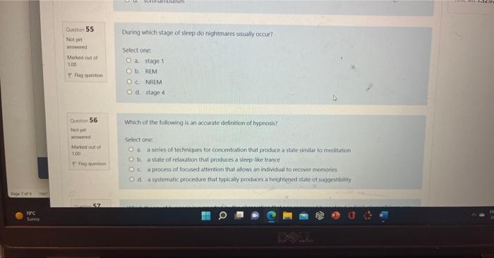 1 1567 9 C Sunny Question 59 Not Yet Answered Marked Out Of 1 00 Bag Question Question 60 Not Yet Answered Marked Out Of 3