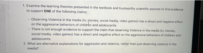 1 Examine The Learning Theories Presented In The Textbook And Trustworthy Scientific Sources To Find Evidence To Suppor 1