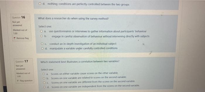 Question 16 Not Yet Answered Marked Out Of 1 00 Remove Flag Question 17 Not Yet Answered Marked Out Of 1 00 Rag Question 1