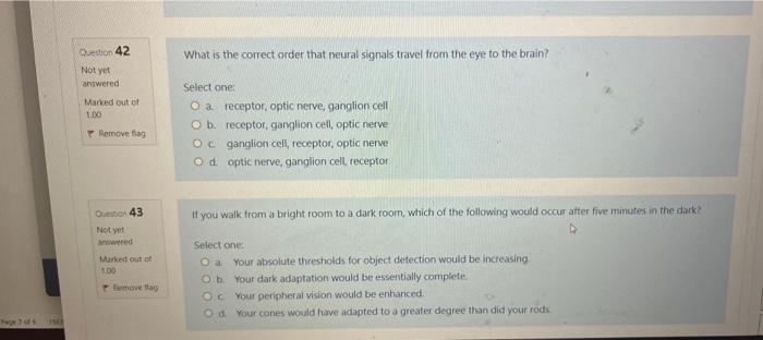 Page 7 Of Question 42 Not Yet Answered Marked Out Of 1 00 Remove Flag Question 43 Not Yet Anowered Marked Out Of 1 00 Te 1