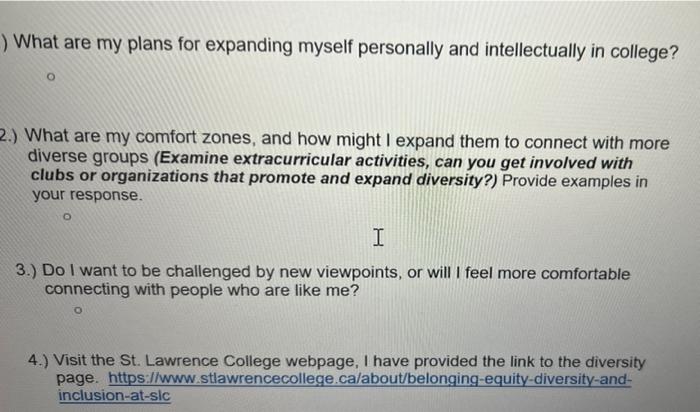 What Are My Plans For Expanding Myself Personally And Intellectually In College 2 What Are My Comfort Zones And Ho 1