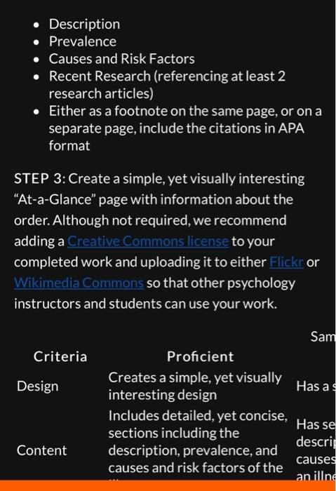 Assignment Details Psyc 1113 40540 Introductory Psychology Summer 2022 Description Disorder At A Glance Step 1 Pick O 2
